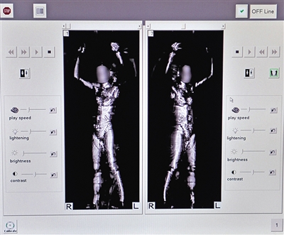 美國(guó)機(jī)場(chǎng)毫米波掃描圖像